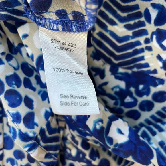 Cabi Style 422 Blue Jewel Print Button Down Shirt Dress Roll Tab Sleeve Size S - Picture 10 of 12